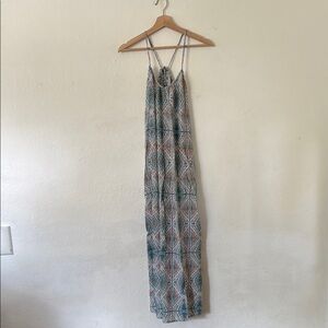 Roxy Stillwater Multicolor Geometric Maxi Dress in Blue Green Pink Sz XS